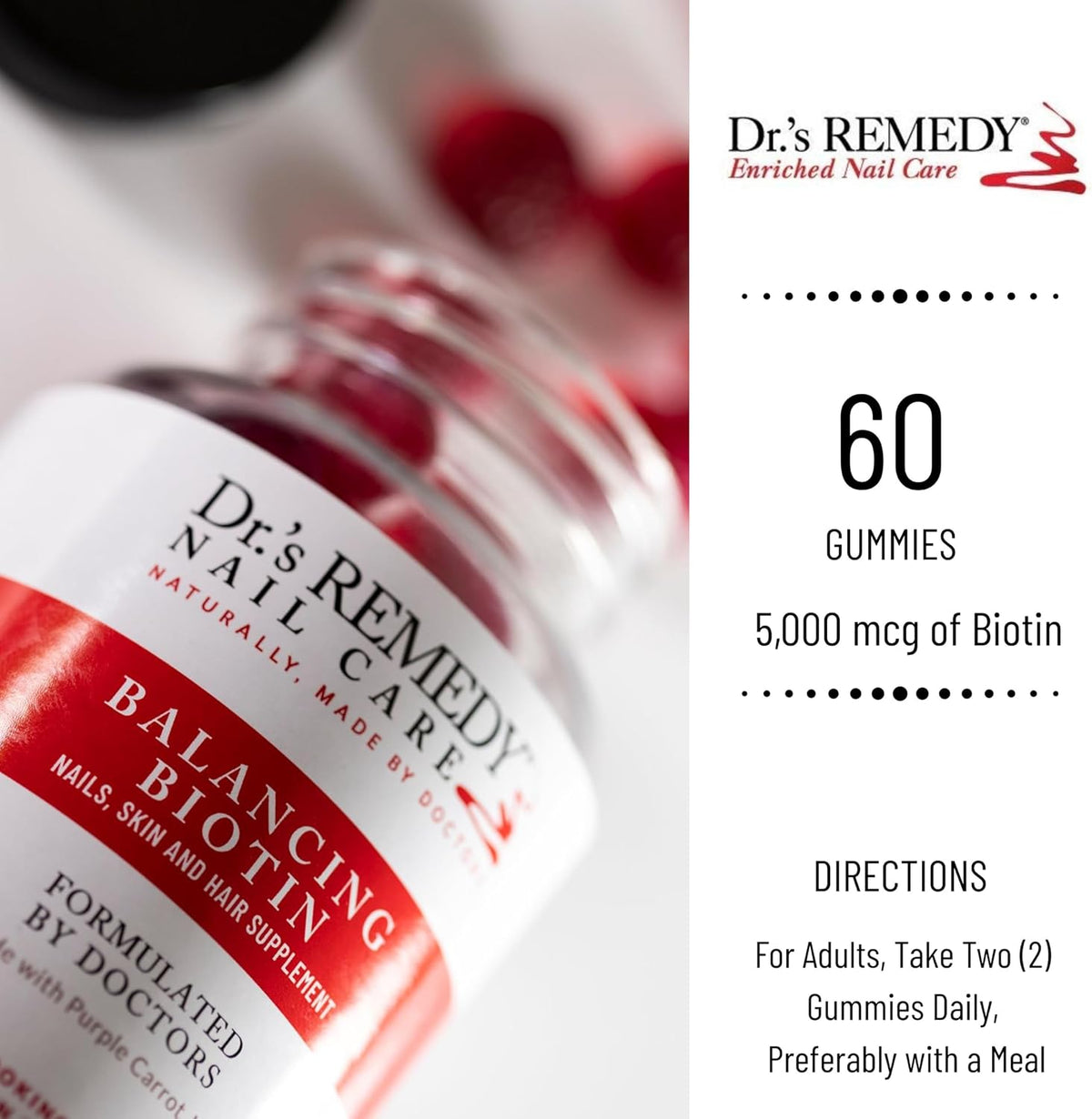 Dr.'s Remedy Biotin Gummies - 5,000 mcg for Hair, Skin and Nails - Vegan & Gluten-free - görsel 5