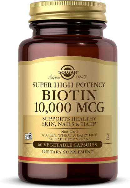 Solgar Biotin 10,000 mcg, 60 Vegetable Capsules