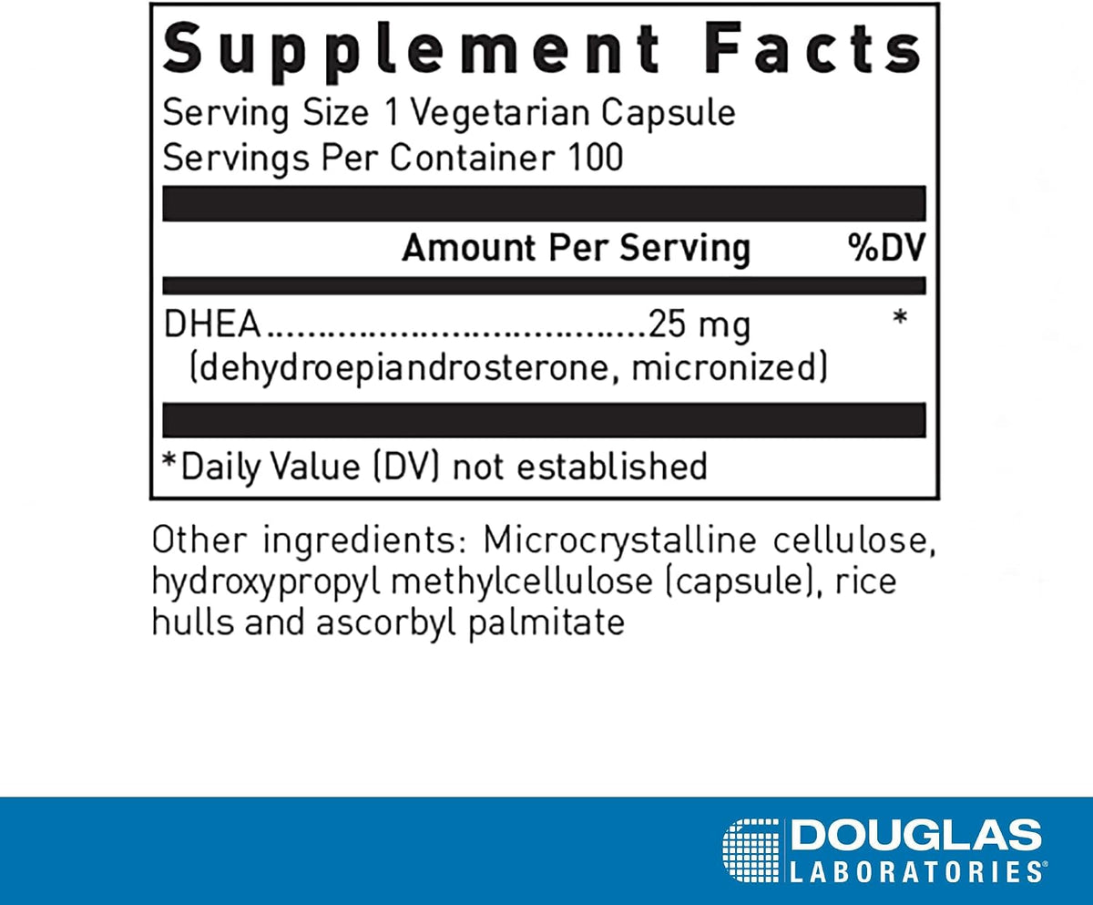 Douglas Laboratories DHEA 25 mg Capsules - Micronised - 100 Vegetarian Capsules - görsel 2