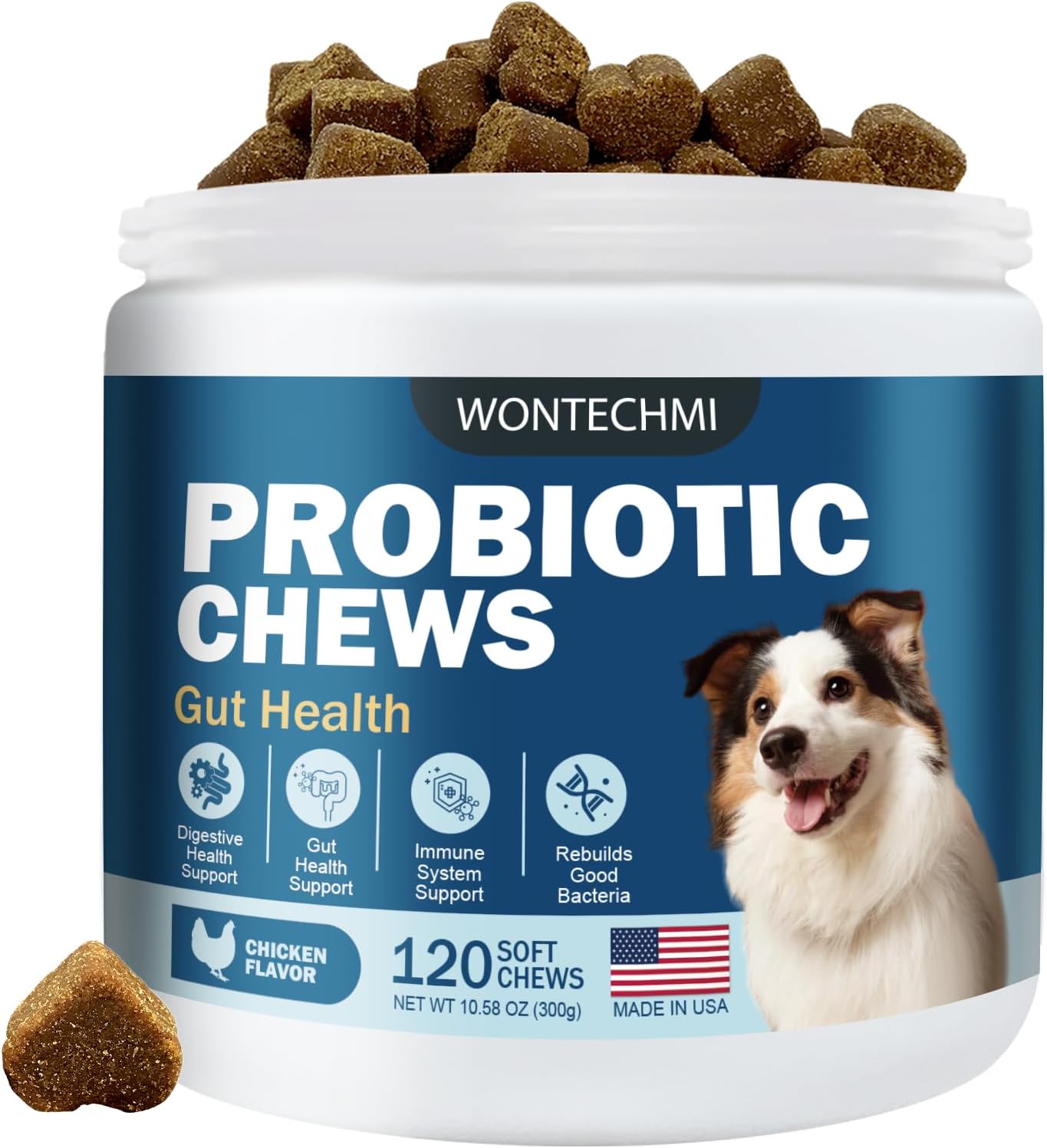 WONTECHMI Probiotics for Dogs – Chicken Flavour (120 Chews) - görsel 1
