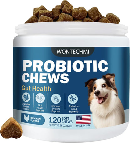 WONTECHMI Probiotics for Dogs – Chicken Flavour (120 Chews)