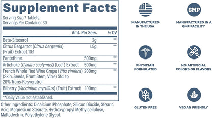 Revive MD Lipid Support Formula – Supplement for Healthy Cholesterol, Endothelial Health & Triglyceride Levels with Beta Sitosterol, Citrus Bergamot & Pantethine (30 Servings)