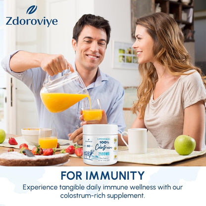 Zdoroviye Liposomal Bovine Colostrum Powder 2500 mg, Improved Absorption Compared to Standard Colostrum (60 Servings)