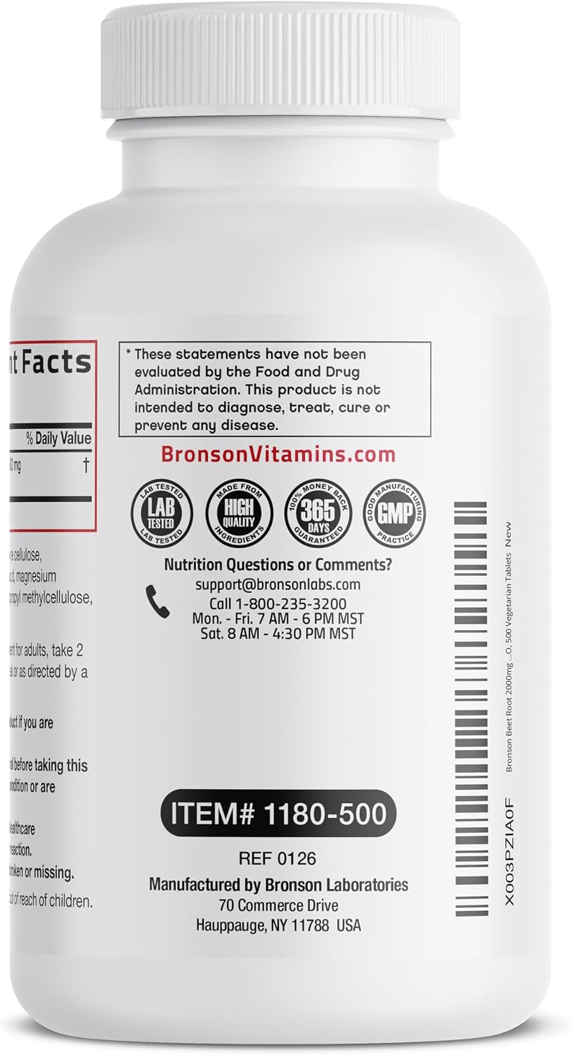 Bronson Beet Root Extra Strength, Non-GMO, 500 Vegetarian Tablets - görsel 7