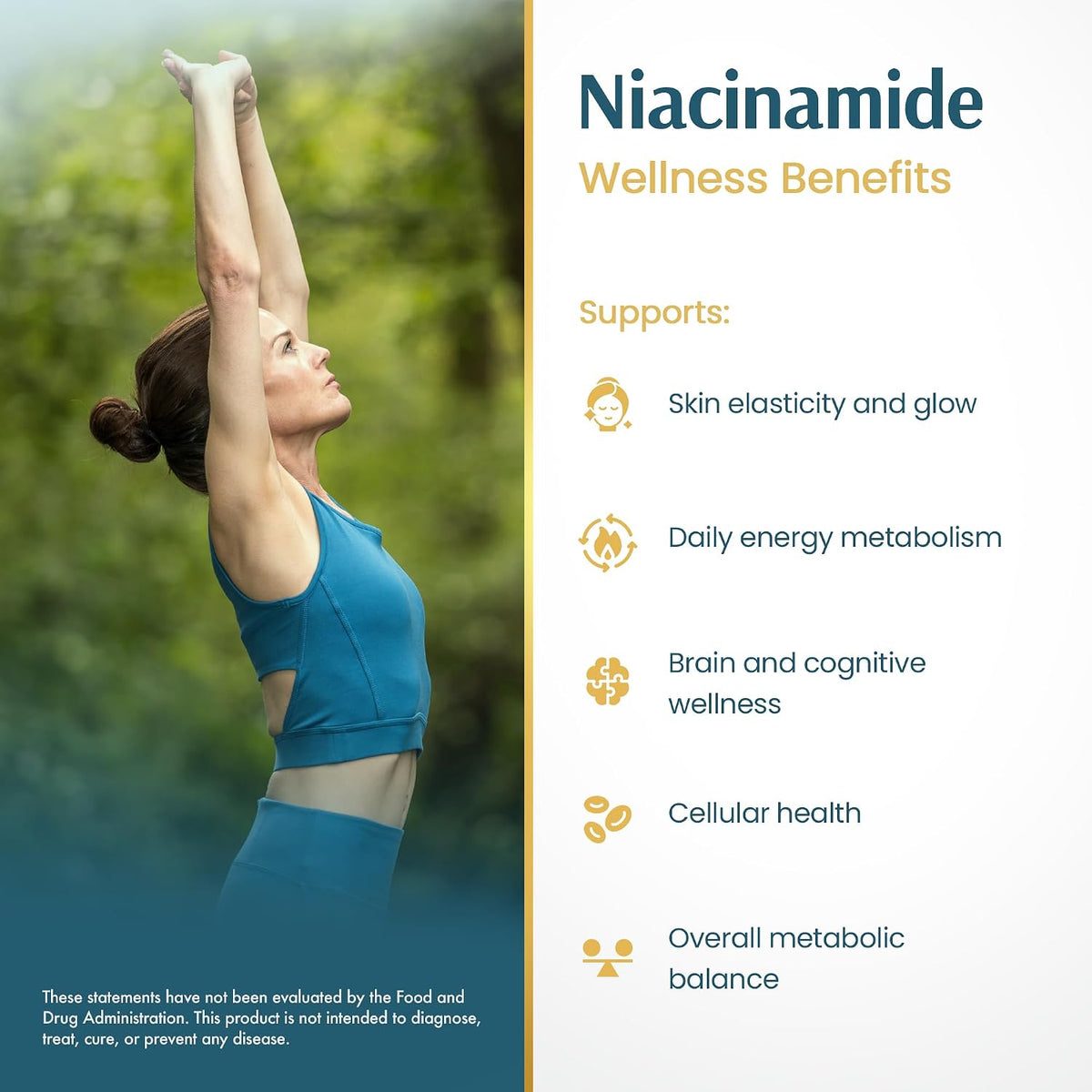 Vykee Nutrition Niacinamide Capsules - Vitamin B3 Supplement for Skin Health and Energy Metabolism - Vegan, Non-GMO, Gluten-free - 500 mg, 120 Count - görsel 6