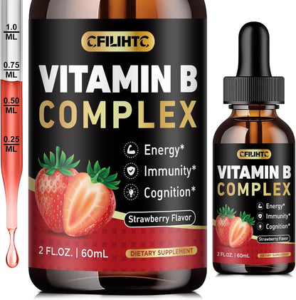 CFILIHTC Vitamin B Complex Liquid Drops – Methylated B12, Biotin, Cherry Flavour