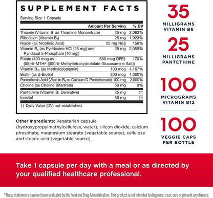 Jarrow Formulae B-Right - Low-Odour Vitamin B-Complex, 100 Veggie Capsules (Pack of 2)
