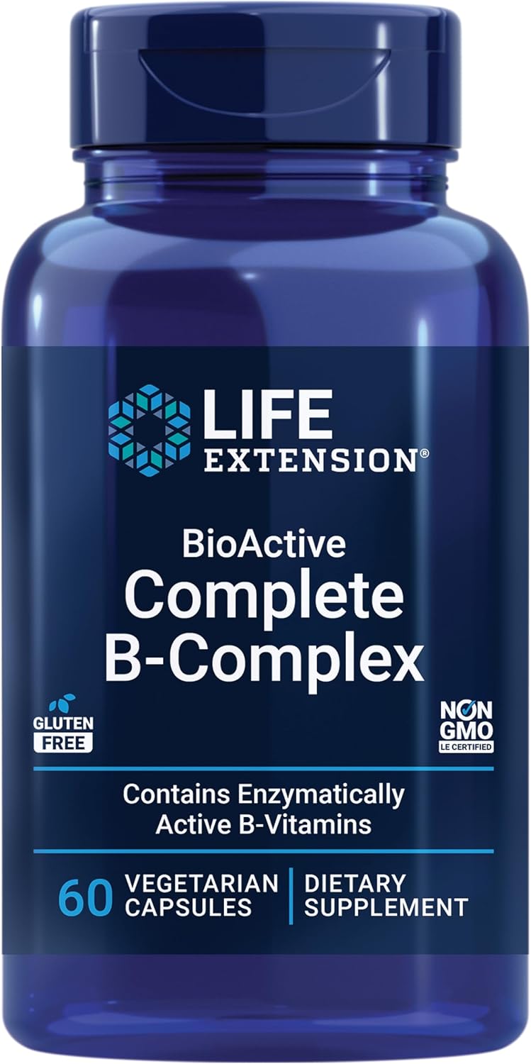 Life Extension BioActive Complete B-Complex, for Normal Energy Metabolism and Nervous System Function, 60 Vegetarian Capsules - görsel 1