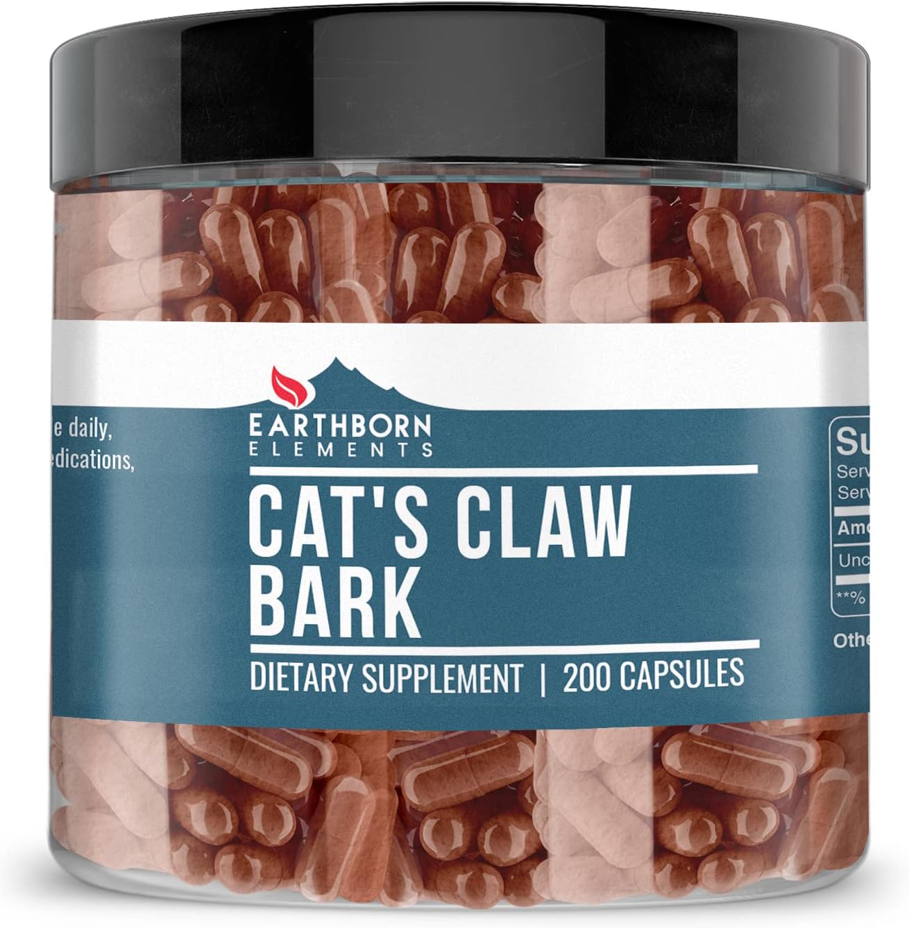Earthborn Elements Cat's Claw Bark 200 Capsules, Pure and Undiluted, No Additives - görsel 1