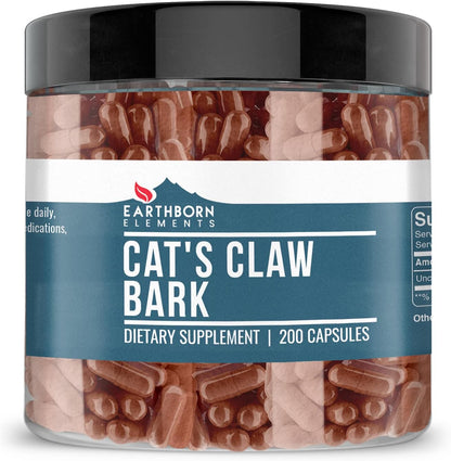 Earthborn Elements Cat's Claw Bark 200 Capsules, Pure and Undiluted, No Additives