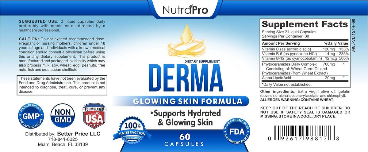 Dermal Repair Complex – Skin Hydration Supplement with Phytoceramides & Alpha Lipoic Acid, 60 Liquid Capsules - görsel 6
