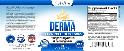 Dermal Repair Complex – Skin Hydration Supplement with Phytoceramides & Alpha Lipoic Acid, 60 Liquid Capsules