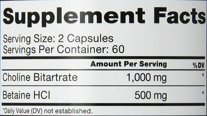Roex Choline Bitartrate Supplement, 120 Capsules