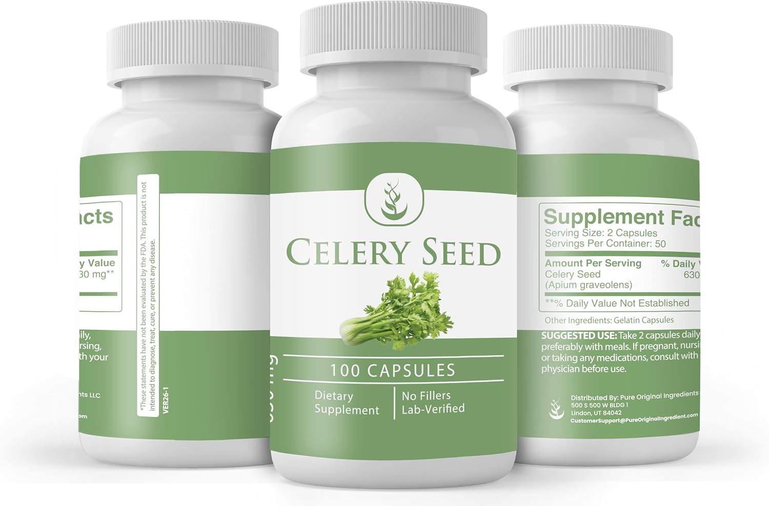 PURE ORIGINAL INGREDIENTS Celery Seed 100 Capsules - görsel 4