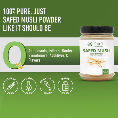 bixa BOTANICAL Safed Musli Root Powder – Ayurvedic Herbal Supplement, 3.5 oz (100 g)