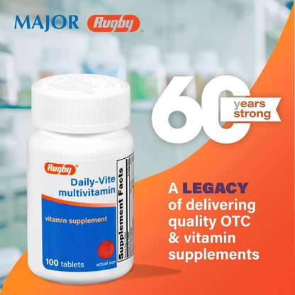 Rugby Daily-Vite Multivitamin – Daily Vitamin Supplement – 100 Tablets (2 Pack)