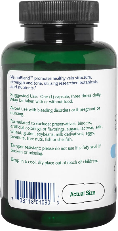 Vitanica VeinoBlend - Circulation Support for Healthy Blood Flow, Vein and Capillary Function - Vegan - 90 Capsules