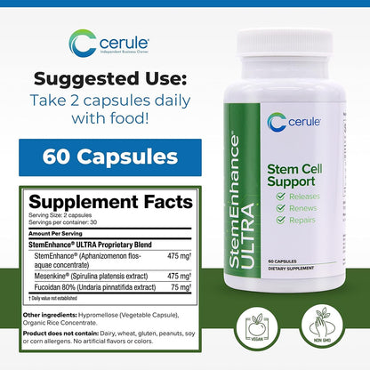 Cerule StemEnhance Ultra 2 Pack – Natural Stem Cell Support for Cellular Renewal, Immune Function, Energy & Recovery – 120 Capsules