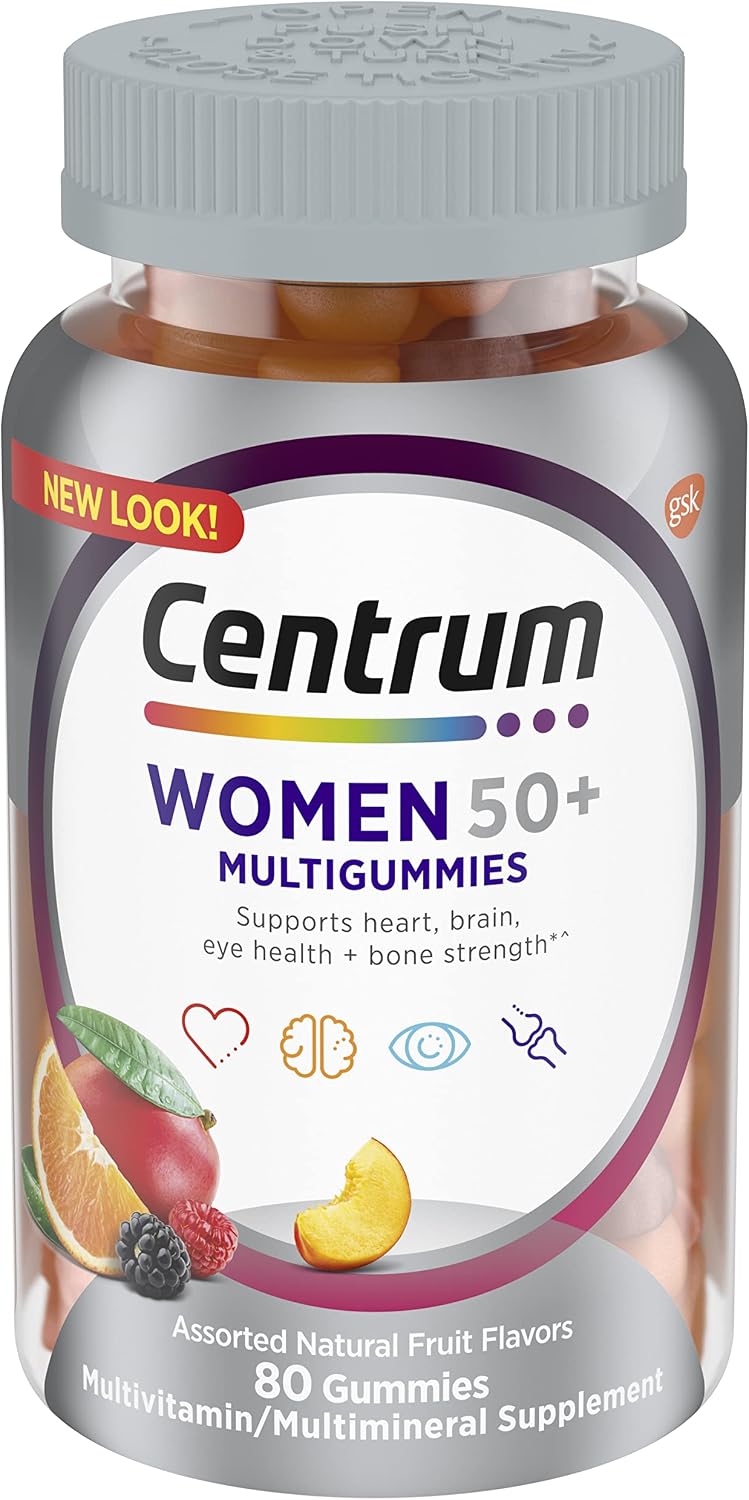 Centrum MultiGummies for Women 50 Plus, Multivitamin Gummy Food Supplement with Vitamin D3, B6, B12, 80 Gummies - görsel 1