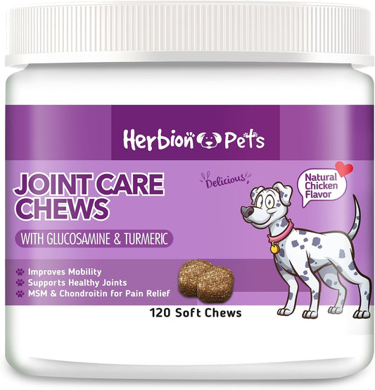 HERBION Pets Joint Care Chews with Glucosamine & Turmeric, 120 Soft Chews