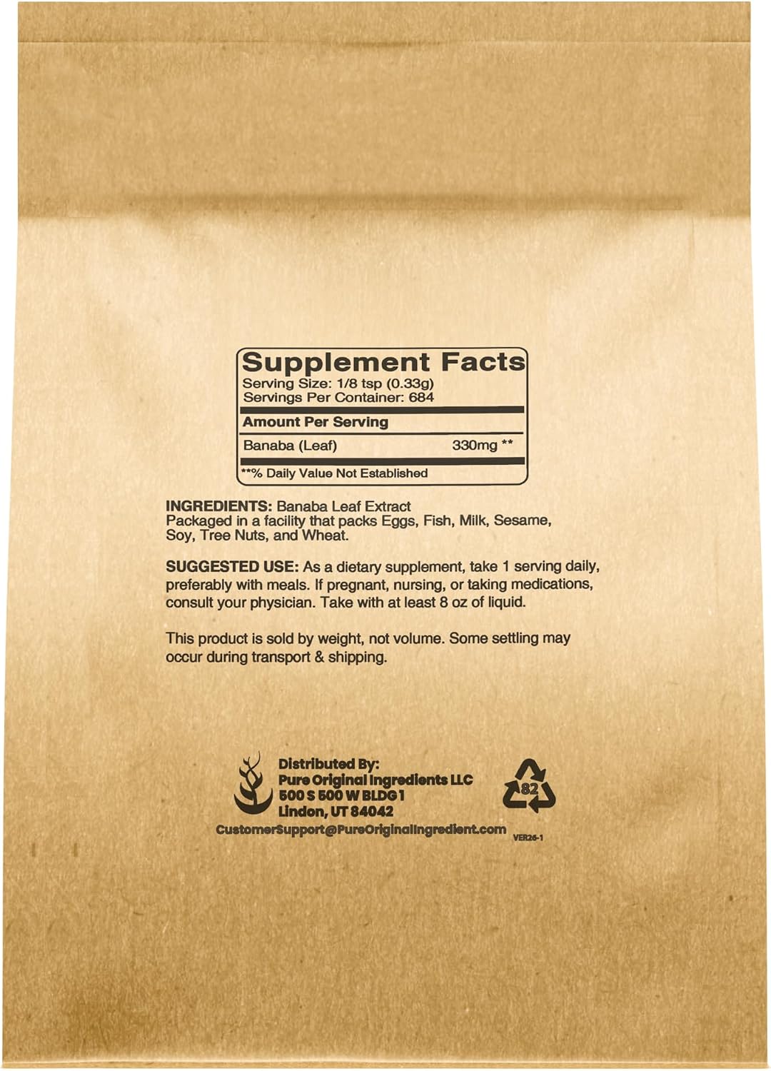 PURE ORIGINAL INGREDIENTS Banaba Leaf Powder (8 oz/227g) – Pure Single Ingredient, No Additives, Non-GMO - görsel 2
