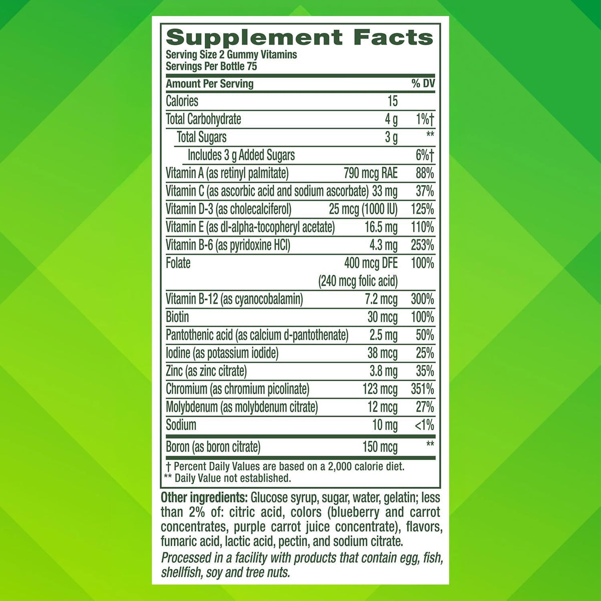 vitafusion Adult Gummy Vitamins for Men, Berry Flavoured, 150 Count (75 Day Supply) - görsel 8