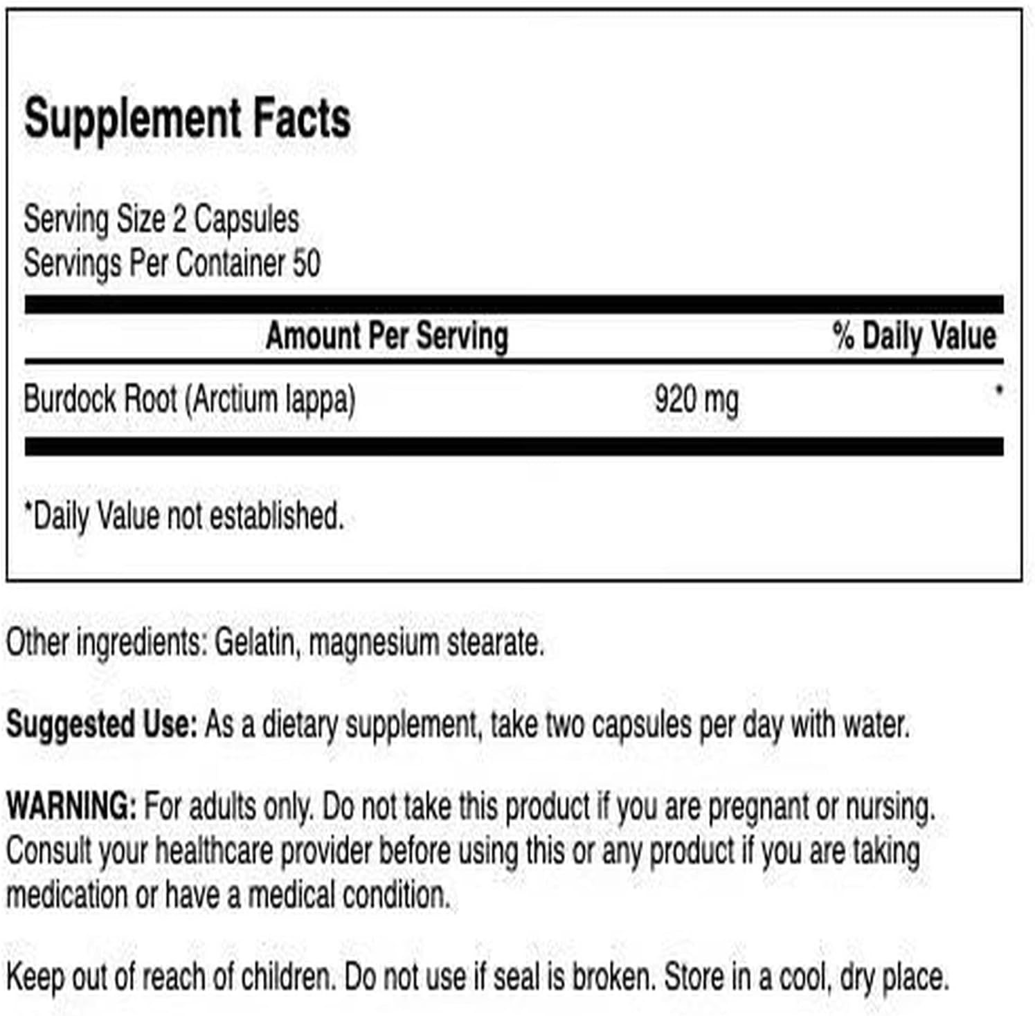 Swanson Burdock Root – Kidney & Liver Support – 460 mg, 100 Capsules - görsel 2