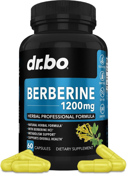 Berberine HCL 1200mg Capsules | Metabolic Support Supplement | DR. BO - 60 Vegan Capsules