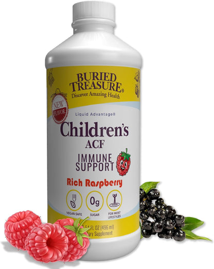 Buried Treasure Children's ACF Liquid Immune Support - Elderberry & Echinacea - Raspberry - Sugar Free - 473 ml