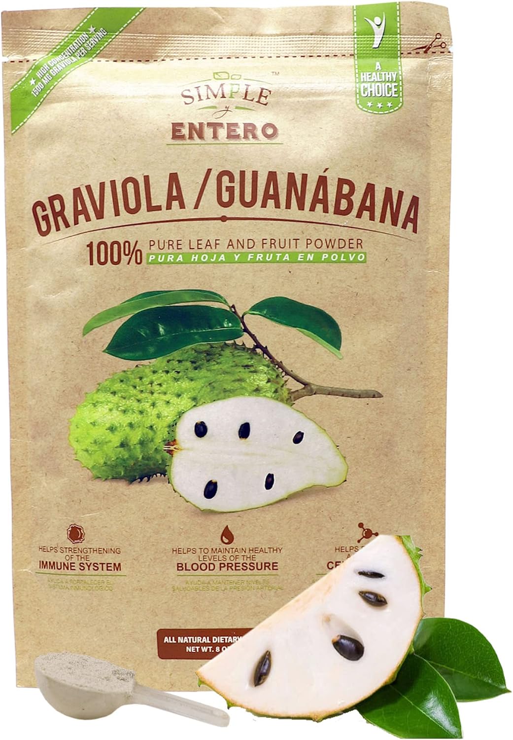 Graviola (Soursop) Supplement - 100% Pure Leaf & Fruit Powder, 227g - görsel 1