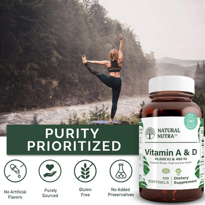Natural Nutra Vitamin A & D - 10000 IU / 400 IU, 100 Softgels