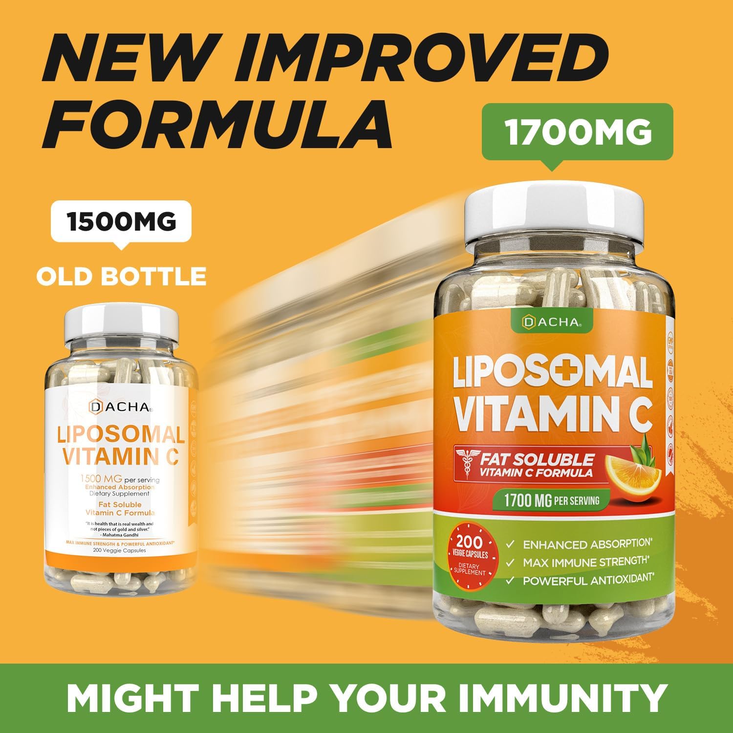 DACHA Natural Liposomal Vitamin C - 1700mg, 200 Capsules, High Absorption, Vegan - görsel 2