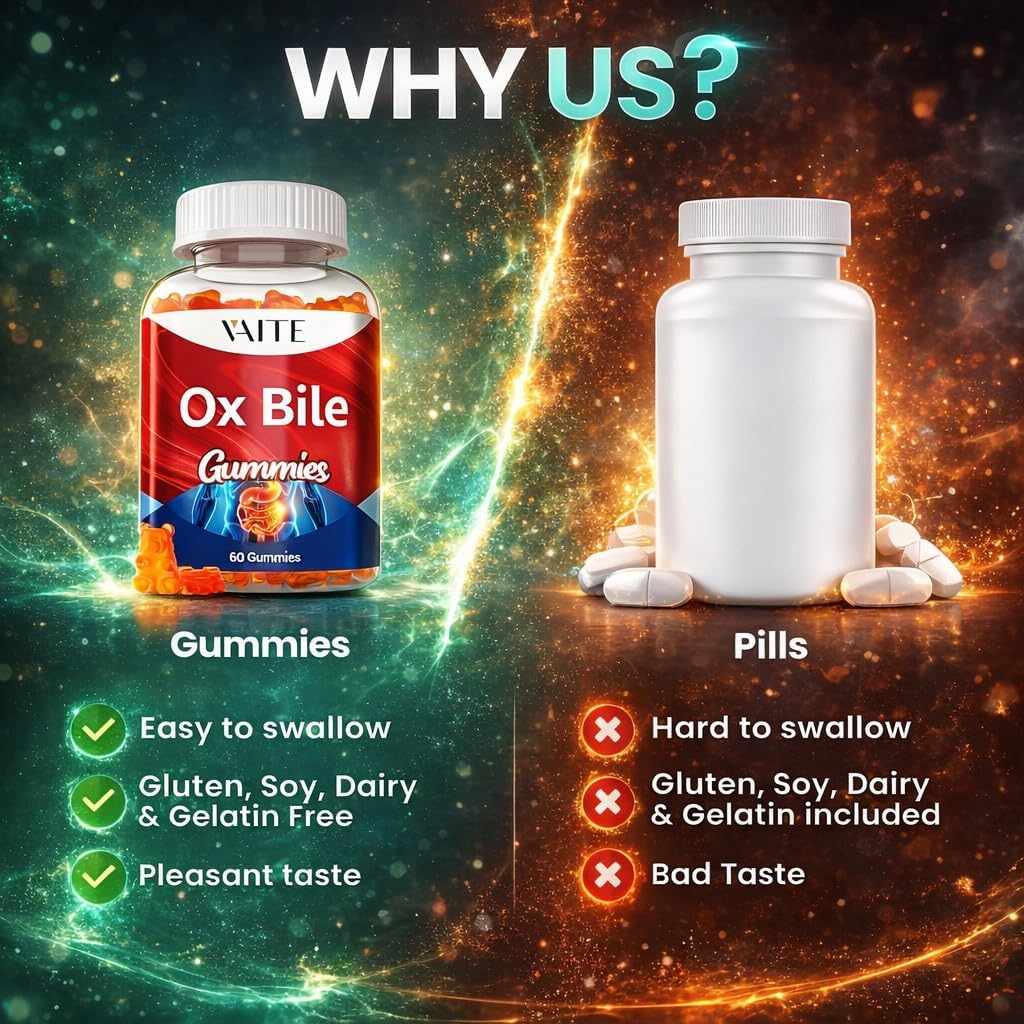 VAITE Ox Bile Gummies – 500mg Digestive Support – 60 Gummies - görsel 5