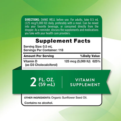 Nature's Truth Vitamin D3 Liquid Drops – 5000 IU, 59 ml