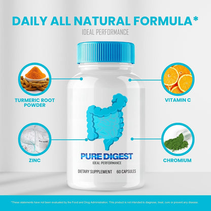 Pure Digest Capsules, Gut and Digestive Support Supplement Capsules - Extra Strength, PureDigest All Natural Gut & Digestive Health, Pure Digest Capsules Overall Wellbeing Reviews (3 Pack)