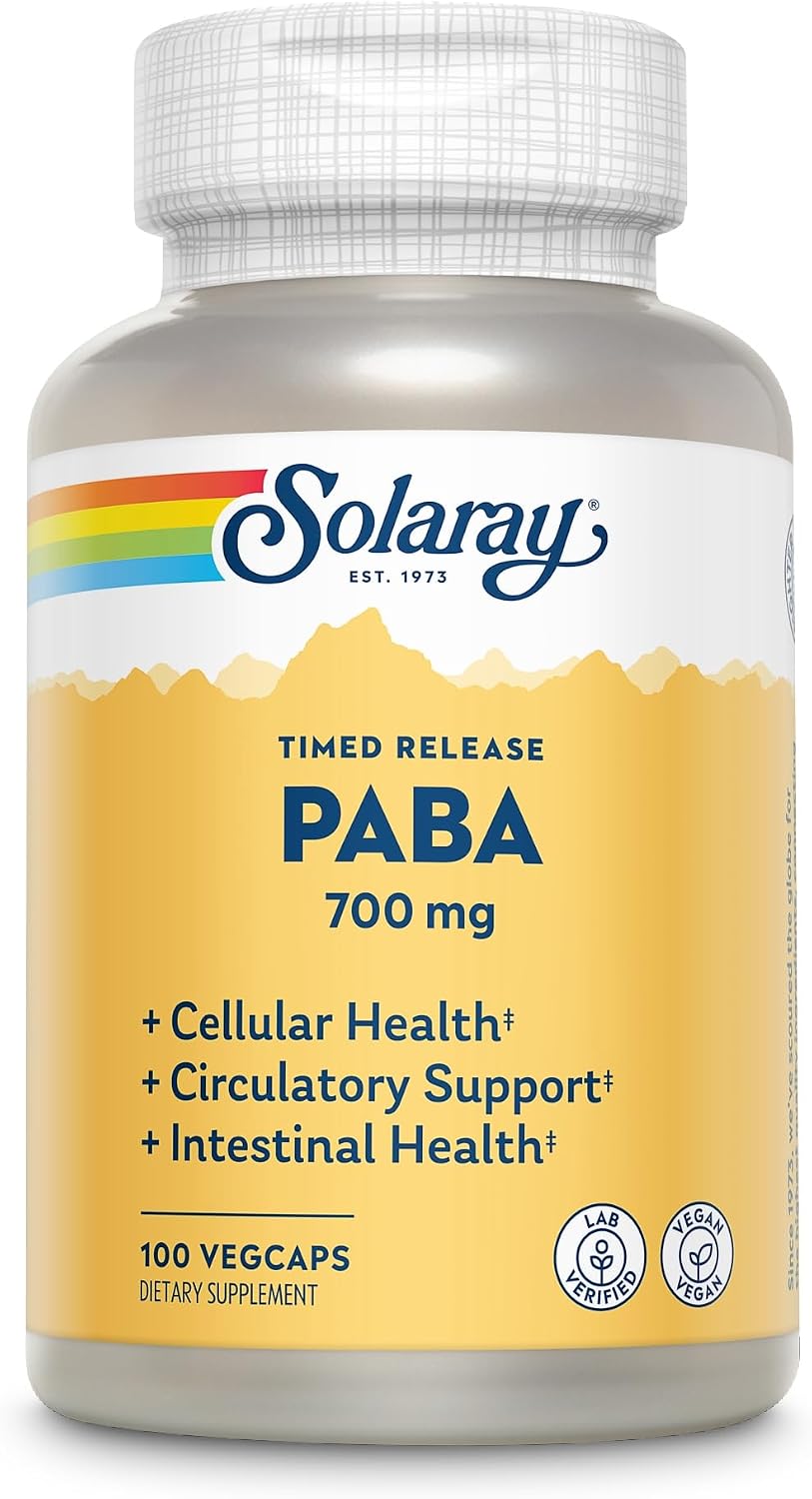 SOLARAY Paba TSTR Vitamin Capsules, 700 mg | 100 Count - görsel 1