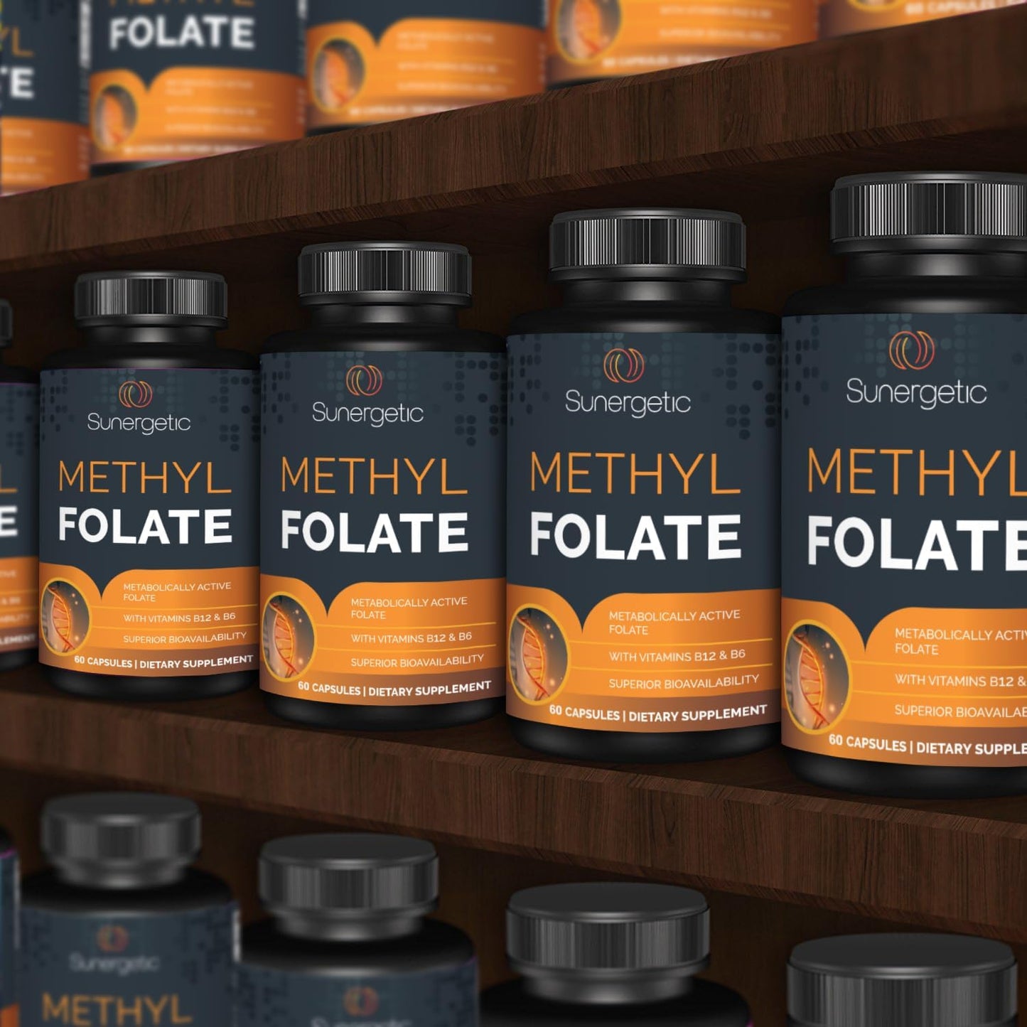 Sunergetic Premium Methyl Folate Supplement – with Methylated Vitamin B12 and Vitamin B6 – Metabolically Active Folate as Magnafolate – 400 mcg per Capsule – 60 Capsules - görsel 4