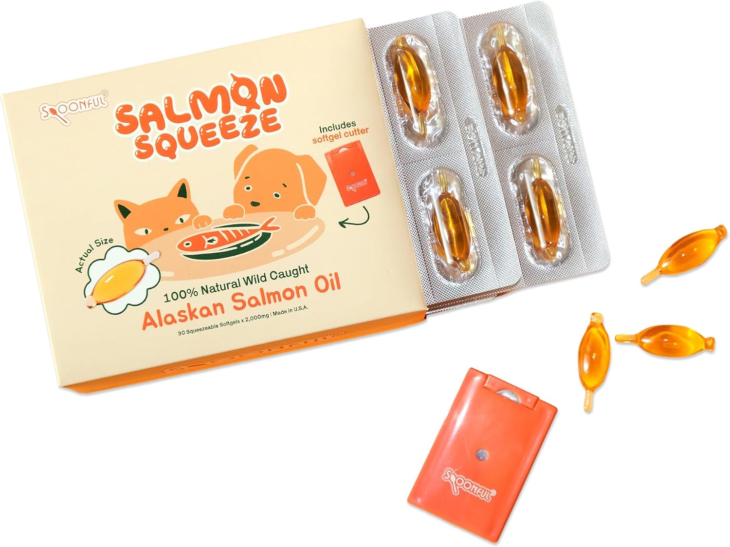 Spoonful Salmon Squeeze – Wild-Caught Alaskan Salmon Oil Soft gel capsules for Dogs and Cats, 60 Soft gel capsules - görsel 9