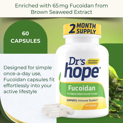 Dr's Hope Fucoidan 65mg – Brown Seaweed Extract Food Supplement (60 Capsules)