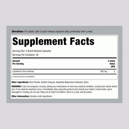 Piping Rock Lactoferrin Supplement | 300mg | 90 Capsules | Freeze Dried Potent Glycoprotein | Non-GMO, Gluten-free