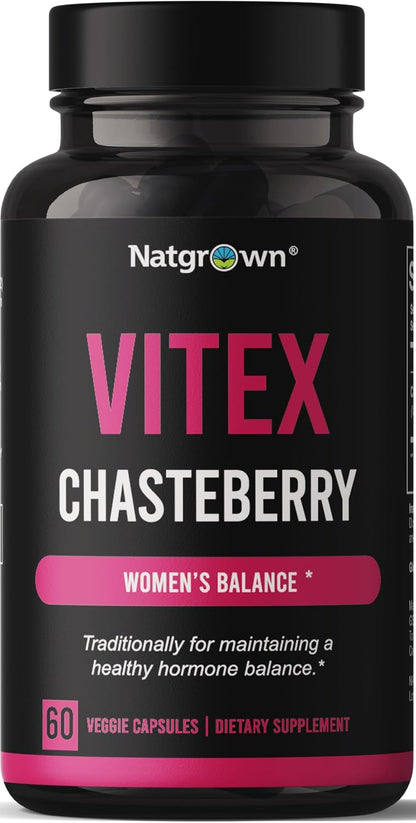 Natgrown Vitex Chasteberry for Women 1000mg – Traditional Herbal Support – 120 Capsules