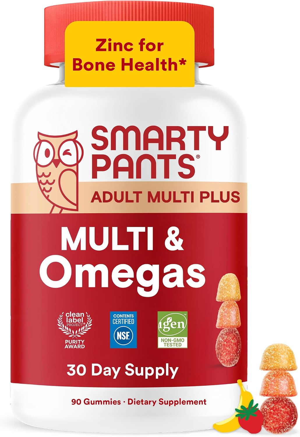SmartyPants Plus Multi & Omegas Adult Multivitamin Gummies, 90 Gummies - görsel 1