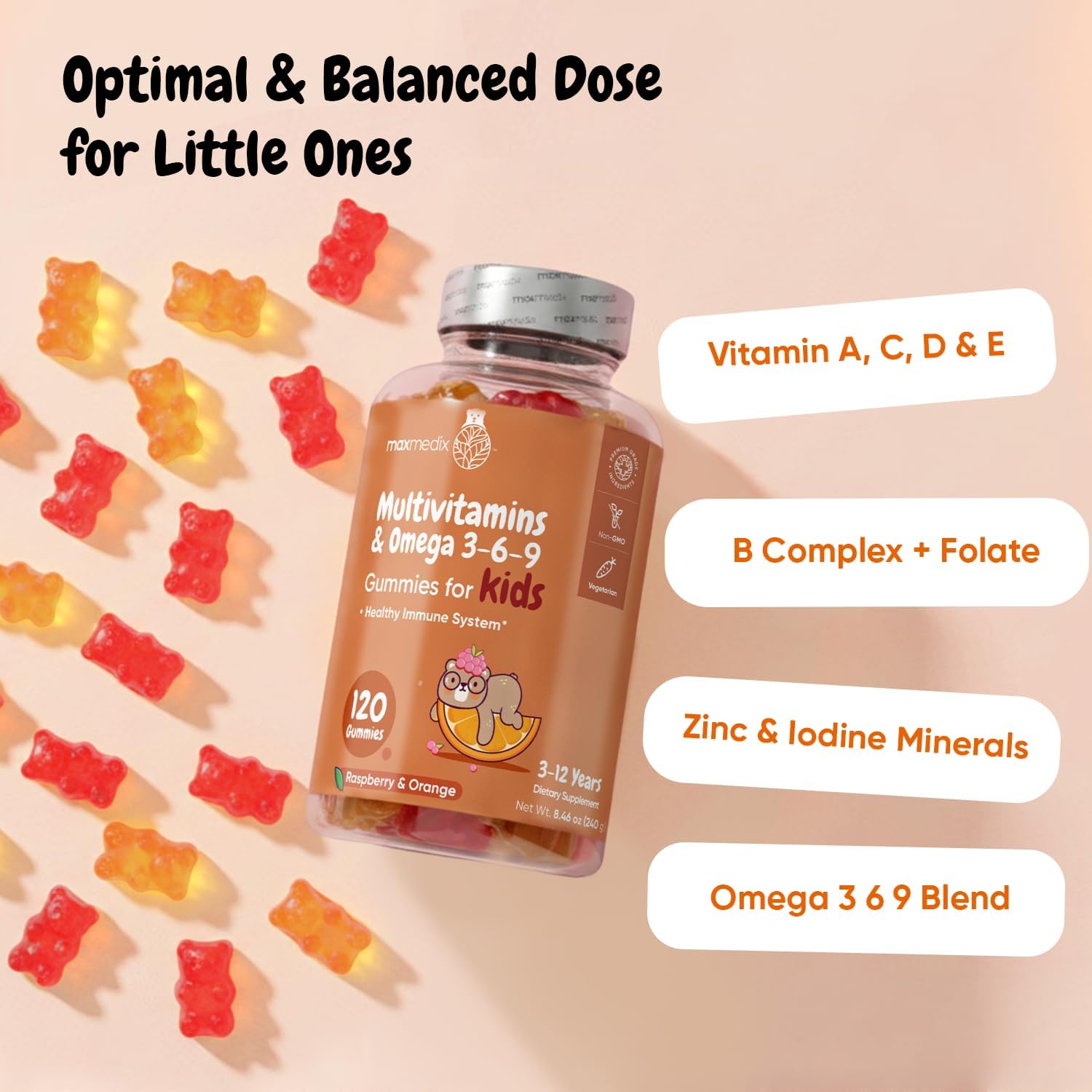 maxmedix Kids Multivitamin Gummies with Omega 3 6 9 - görsel 2