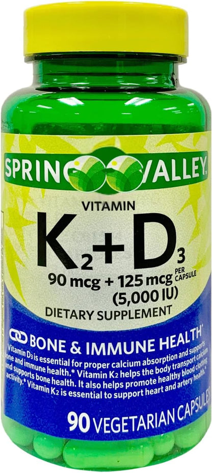 Vitamin K2 + D3 Vegetarian Capsules – Bone and Immune Health, 90 Capsules