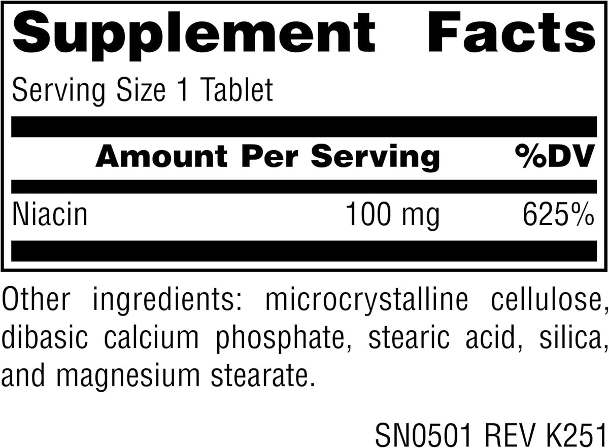 Source Naturals Niacin 100 mg – Vitamin B3 Food Supplement – 100 Tablets - görsel 2