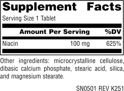 Source Naturals Niacin, Vitamin B-3, Non-GMO - 100 mg - 100 Tablets