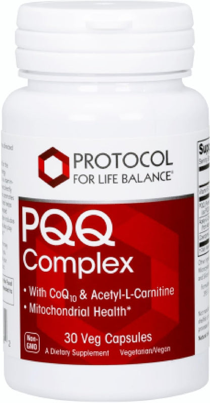 PROTOCOL FOR LIFE BALANCE PQQ Complex – Mitochondrial Health – with CoQ10 & L-Carnitine – B Vitamin – Supplement for Energy – 30 Veg Caps
