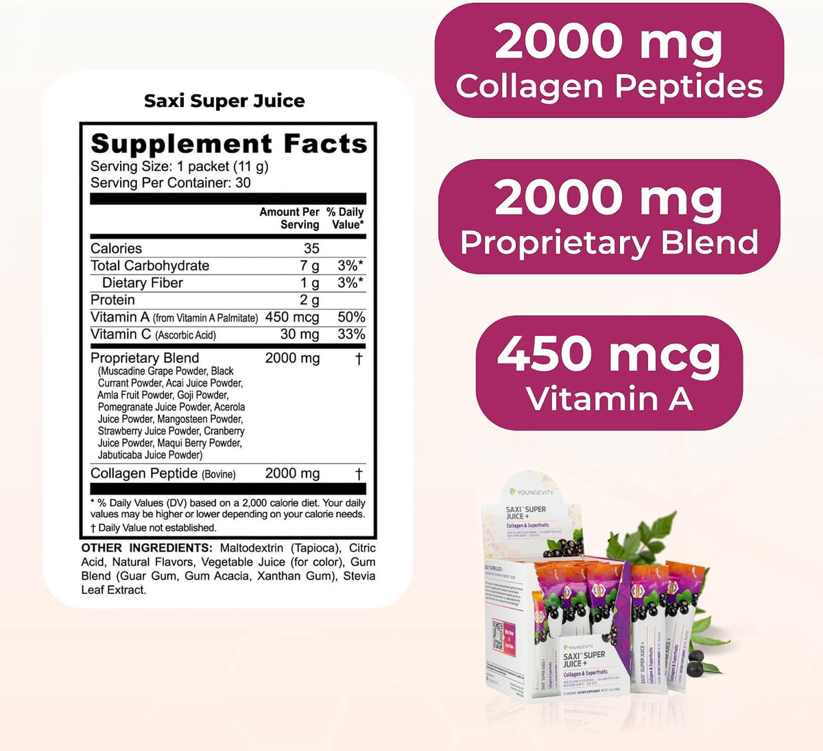 Youngevity SaXi™ Super Juice + | Collagen and Superfruits | New Zealand Blackcurrant - görsel 3