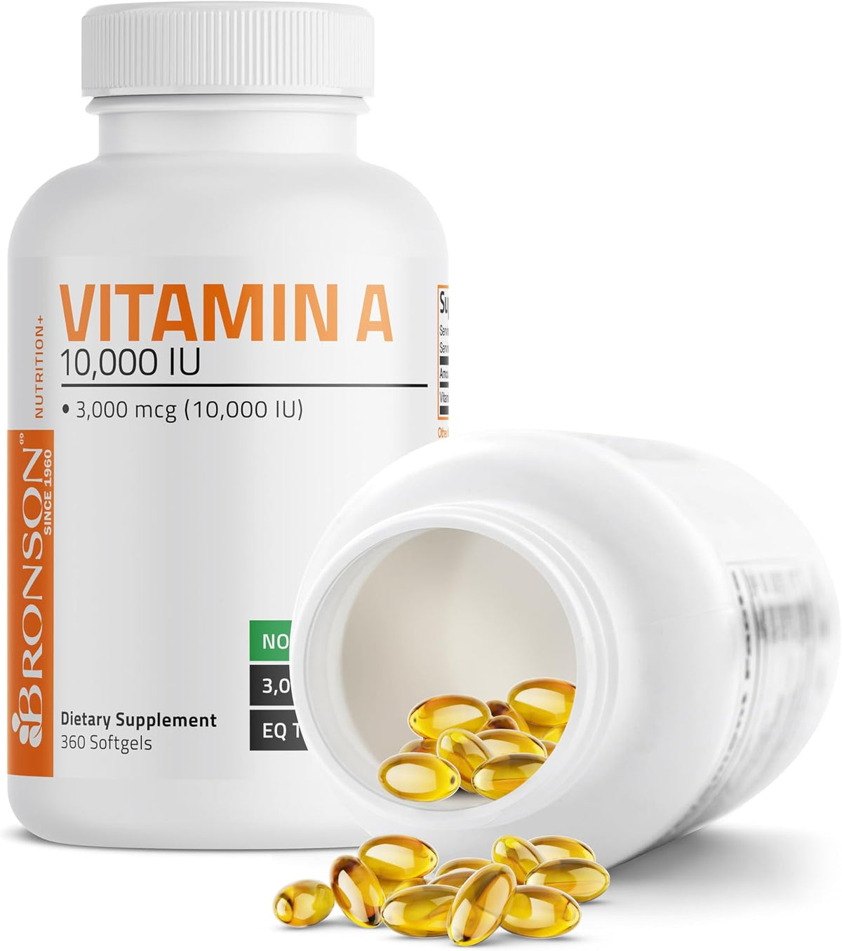 Bronson Vitamin A 10,000 IU Premium Non-GMO Formula, 360 Softgels - görsel 4