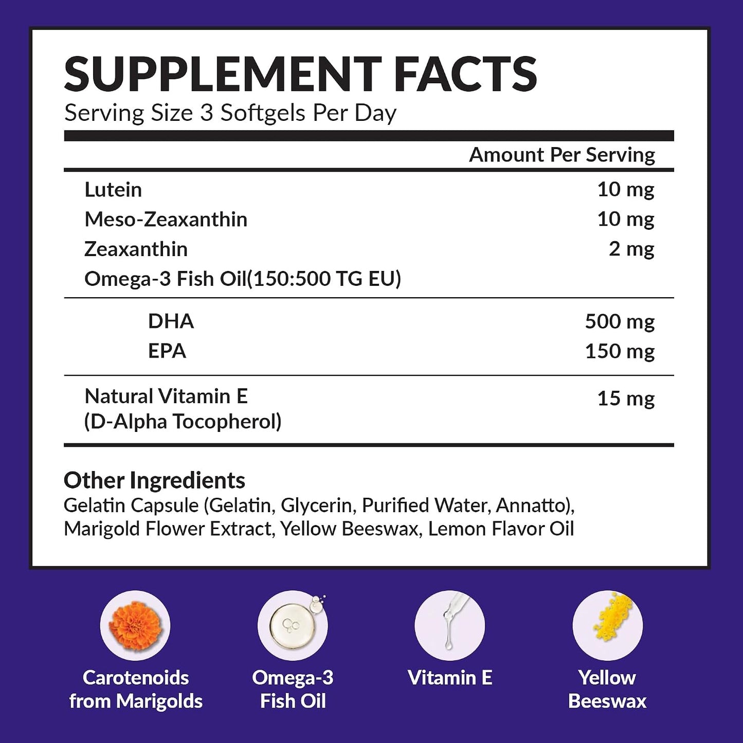 Memory Health Softgels with Omega-3, Carotenoids, and Vitamin E – Designed to Support Cognitive Function and Mental Clarity - (270 Softgels, 90 Days Supply) - görsel 5